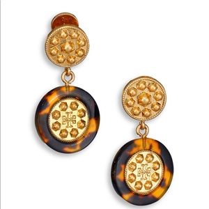 Tory Burch Women’s Brown Shiloh Logo Drop Earrings